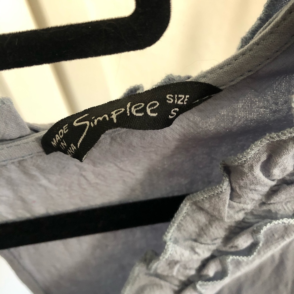 Simplee Blue Ruffle Dress / Small - Picture 4 of 9